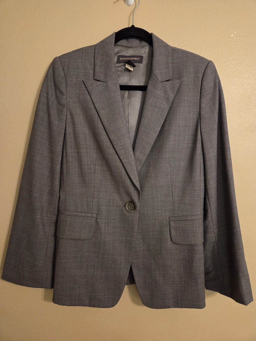 BANANA REPUBLIC Vintage Y2K Gray Wool Blend Tailored Single Button Blazer SZ 6